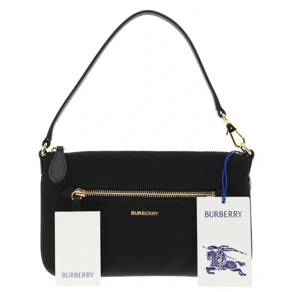 Burberry Pouch Handbag Black Nylon New - Picture 4 of 5